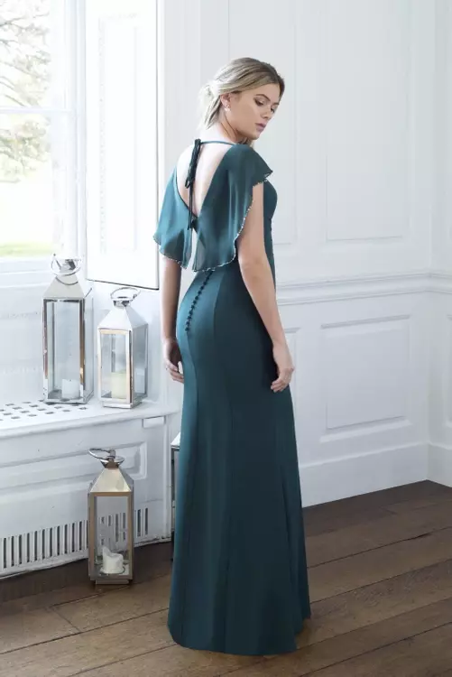 Stella Cape Style Back Designer Bridesmaid Gown Luna by True Bride